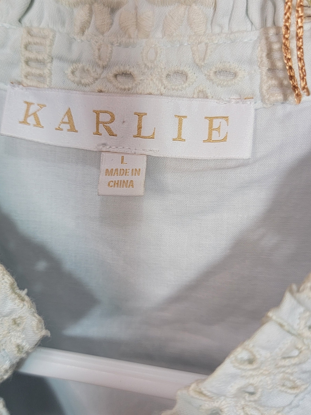 Karlie Light Mint Eyelet Sleeveless Dress Size Large - Picture 5 of 8